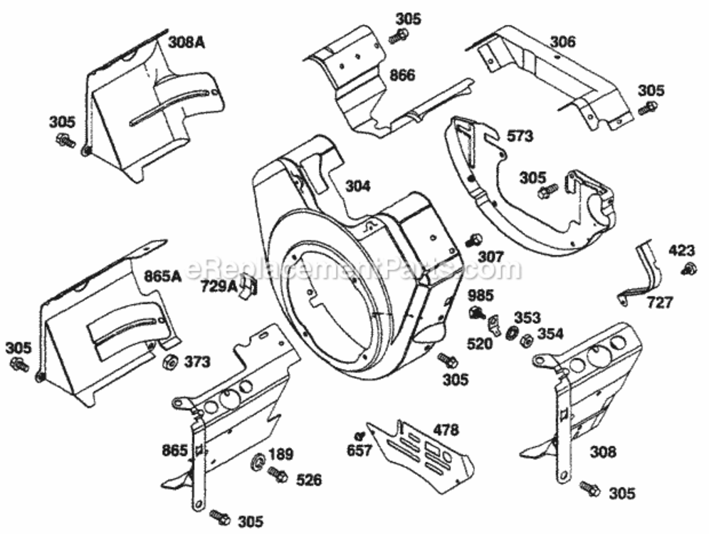 Blower_Housing Diagram and Parts List for 1191-0  Briggs and Stratton Generator